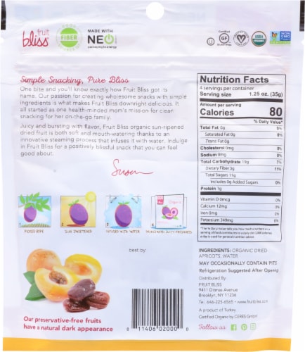 Fruit Bliss® Organic Turkish Apricots Perspective: back