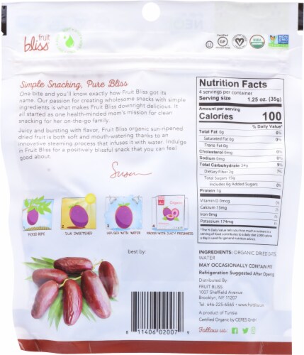 Fruit Bliss® Organic Deglet Nour Dates Perspective: back