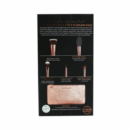 Sigma Beauty Iconic Brush Set (5x Rose Gold brush + 1x Bag) 5pcs+
