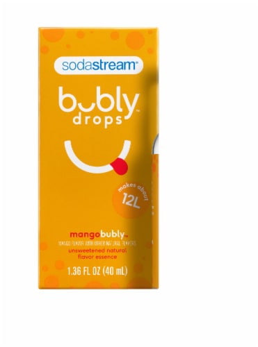SodaStream® Bubly™ Drops Mango Unsweetened Natural Flavor Essence Sparkling Water Perspective: back