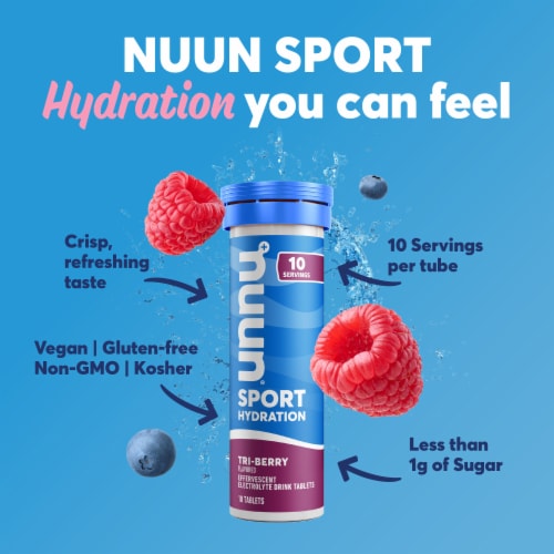 Nuun Sport Electrolyte Tablets for Proactive Hydration, Tri Berry Flavor Perspective: back