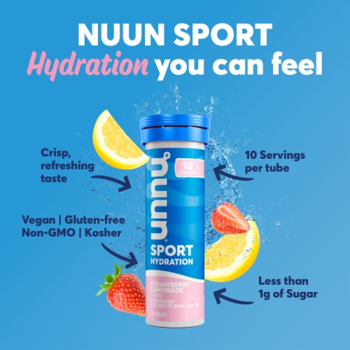 Nuun Sport Electrolyte Tablets for Proactive Hydration, Strawberry Lemonade Flavor Perspective: back