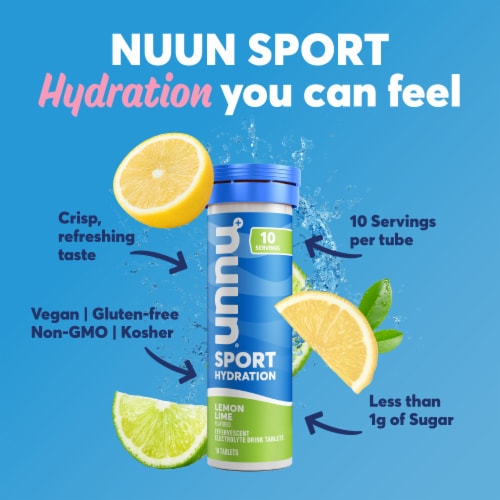 Nuun Sport Electrolyte Tablets for Proactive Hydration, Lemon Lime Flavor Perspective: back