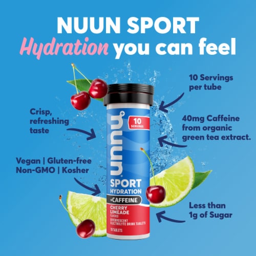 Nuun Hydration Sport + Caffeine Cherry Limeade Effervescent Electrolyte Supplement Tablets Perspective: back