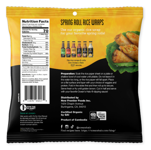 Ocean's Halo® Organic Spring Roll Rice Wraps Perspective: back