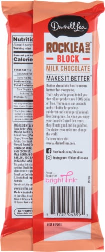 Darrell Lea Rocklea Road Milk Chocolate Bar Perspective: back