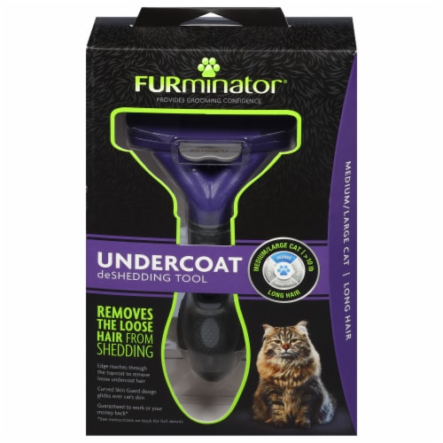 Furminator® Medium/Large Undercoat Deshedding Tool for Long Hair Cats Perspective: back