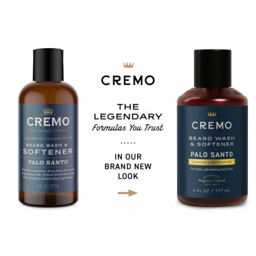 Cremo Beard Wash & Softener Cleanses & Moisturizes with Conditioners to Hydrate Palo Santo Scent Perspective: back