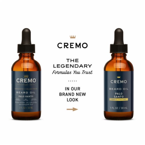 Cremo Beard Oil Tames & Conditions For Stubble + Scruff + Full Beards Palo Santo Scent Perspective: back