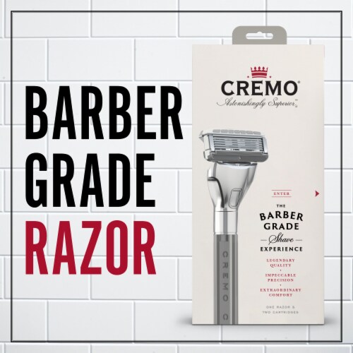Cremo Men's Barber Grade 5-Blade Razor Kit 1 Razor Handle + 2 Razor Blade Refills Perspective: back