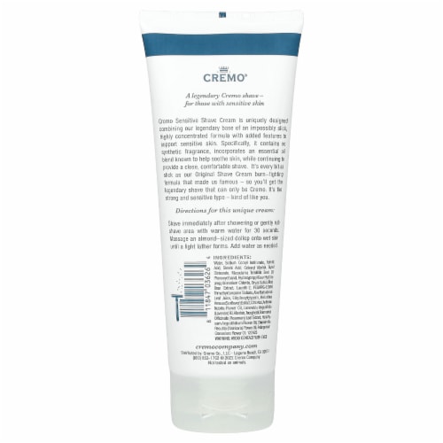 Cremo Shave Cream Sensitive Skin - 6 fl oz (177 ml) Perspective: back
