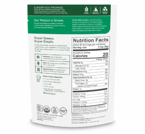 Navitas® Organics Superfood+® Greens Blend Perspective: back