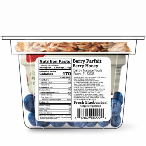 Naturipe Doubleberry Crunch Berry Chobani Greek Yogurt Parfait Cup Perspective: back