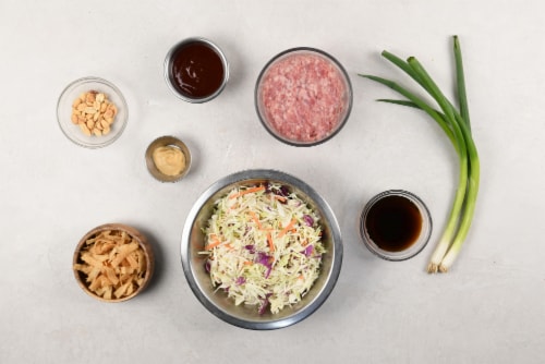 Home Chef Meal Kit Pork Egg Roll in a Bowl With Crispy Wontons and Peanuts Perspective: back