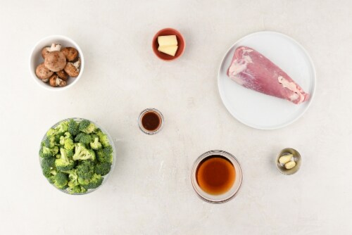 Home Chef Meal Kit Pork Tenderloin Marsala With Roasted Broccoli Perspective: back