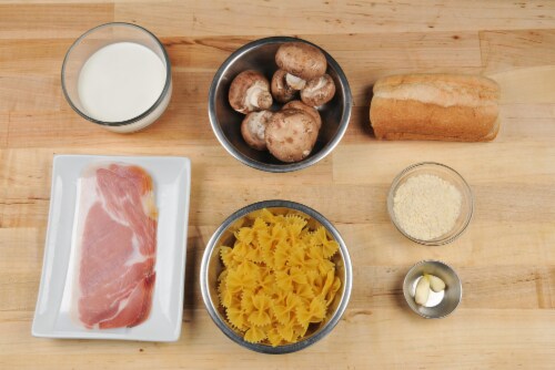 Home Chef Meal Kit Crispy Prosciutto and Mushroom Farfalle Perspective: back