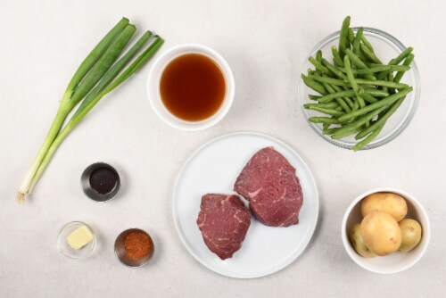 Home Chef Meal Kit Sirloin Steak with Scallion-Demi Glace Perspective: back