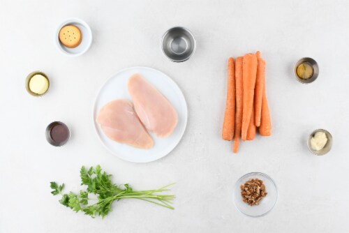 Home Chef Meal Kit Butter Cracker-Crusted Chicken with Honey Butter Carrots and Pecans Perspective: back