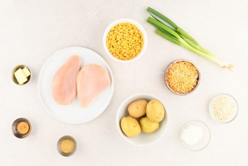 Home Chef Meal Kit Honey Butter Crispy Chicken With Mashed Potatoes And Corn Perspective: back