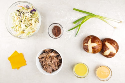 Home Chef Meal Kit Apple and Honey Mustard Pulled Pork Sandwich With Chipotle Ranch Slaw Perspective: back