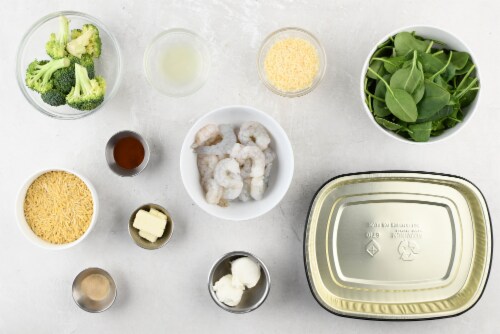Home Chef Oven Kit Shrimp Rockefeller Orzo With Lemon Spinach and Broccoli Perspective: back