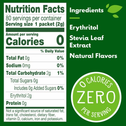 Truvia Original Calorie-Free Sweetener from the Stevia Leaf, 80 Packets, 5.64 oz Carton Perspective: back