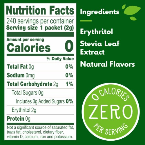 Truvia Original Calorie-Free Sweetener from the Stevia Leaf Packets, 240 Count, 16.9 oz Carton Perspective: back