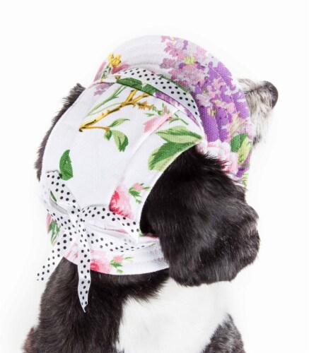 Pet Life Botanic Bark Floral Uv Protectant Adjustable Fashion Canopy Brimmed Dog Hat Cap Perspective: back