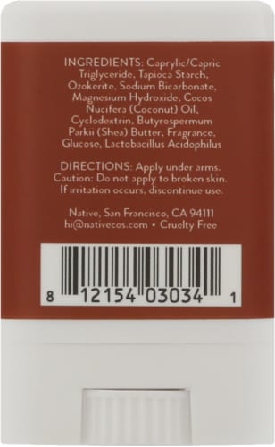 Native Coconut & Vanilla Mini Deodorant Perspective: back