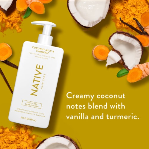 Native Curl Care Conditioner with Coconut Milk and Turmeric, Sulfate Free for Women and Men Perspective: back