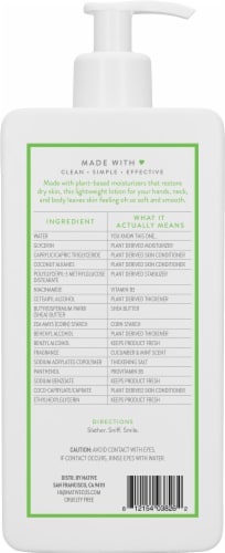Native Moisturizing Lotion Cucumber & Mint Paraben Free Perspective: back