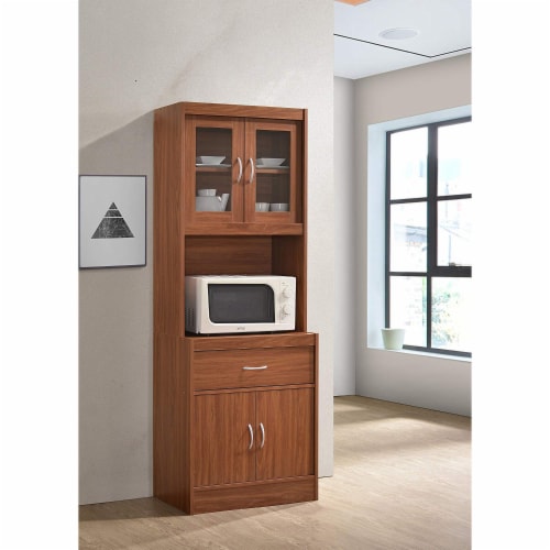 Hodedah Import 70 In Tall Top/Bottom Enclosed Kitchen w/ Drawer