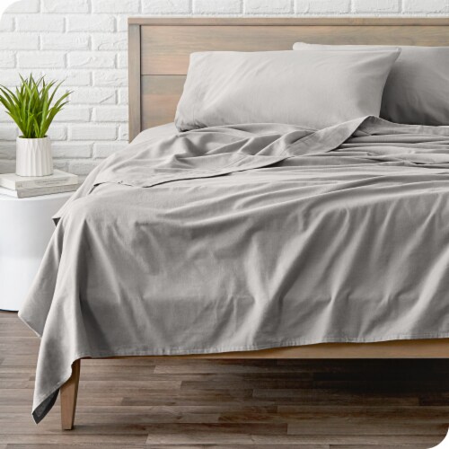 Bare Home Twin XL Cotton Flannel Sheet Set Light Grey Twin XL Smith s Food and Drug