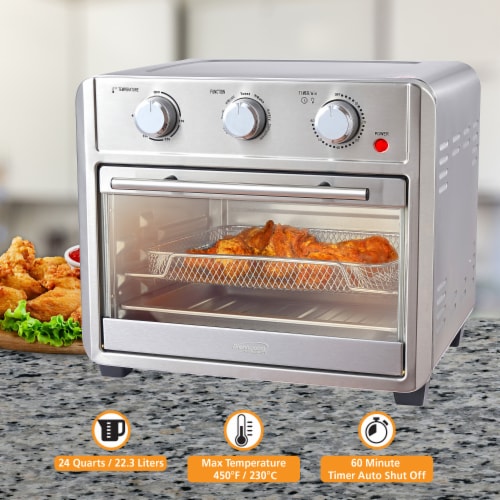Brentwood Select AF-2410S 24-Qt. 1,700-Watt Stainless Steel Convection Air Fryer Toaster Oven Perspective: back