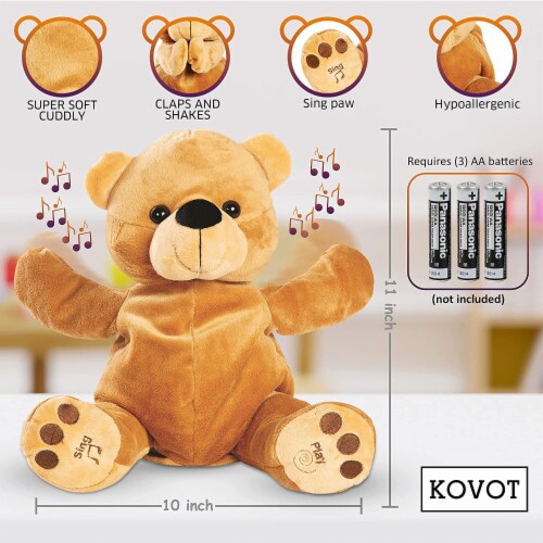 KOVOT Plush Animated Musical Singing Teddy Bear with Clapping Hands, 10 ...