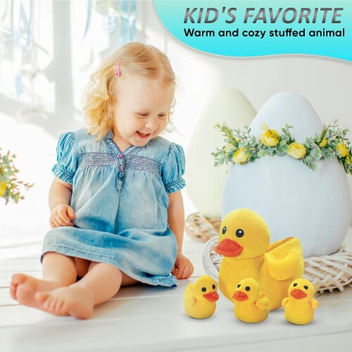 KOVOT Plush Mother Duck & 3 Quacking Baby Ducklings Perspective: back