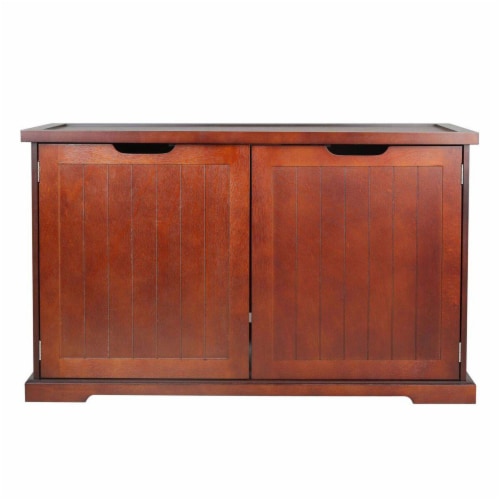 Merry Products Pet Cat Washroom Bench with Removable Partition Wall Walnut 1 Piece QFC