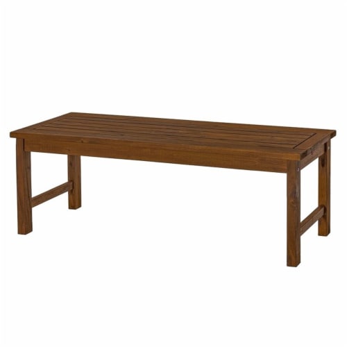 Acacia Wood Patio Bench in Brown - Walker Edison Perspective: back