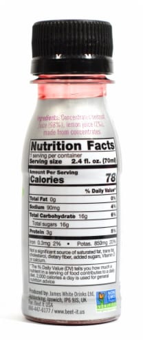 Beet It Sport Nitrate 400 Concentrated Beet Juice Shot Perspective: back