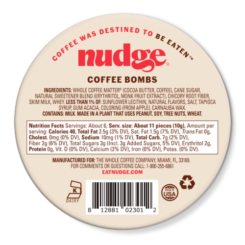 Nudge Cafe Inspirations Caramel Macchiato Flavor Coffee Bombs Snacks Perspective: back