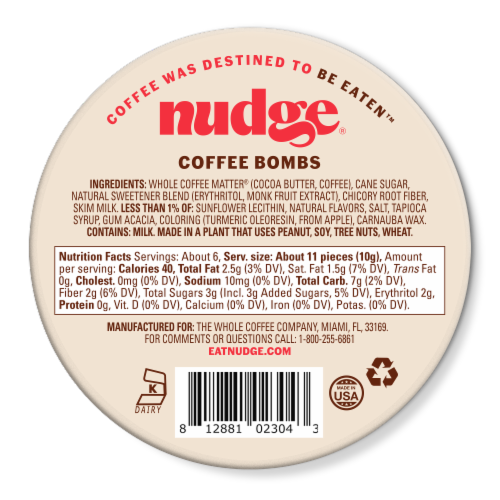 Nudge® Brazilian Reserve Medium Roast Coffee Bombs Snacks Perspective: back