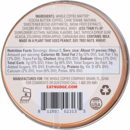 Nudge® Caramel Macchiato Coffee Bombs Candy Tin Perspective: back
