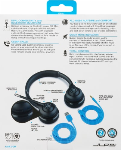 JLab Audio Go Work Headphone - Black Perspective: back