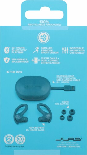 Go Air Sport True Wireless Earbuds - Teal Perspective: back