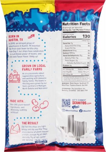 Beanitos Original Sea Salt Black Bean Tortilla Chips Perspective: back