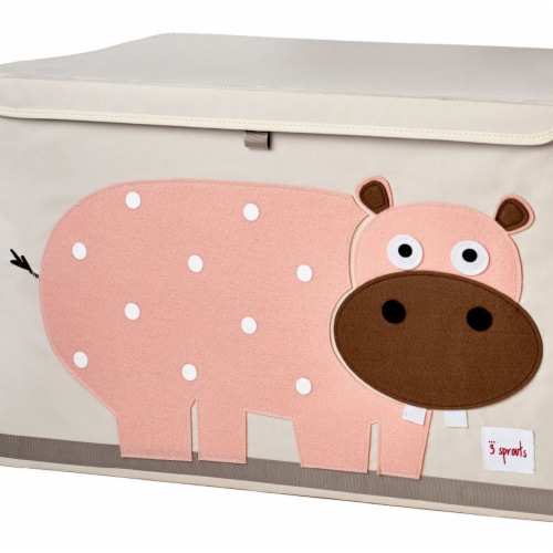 3 Sprouts Kids Toy Chest - Storage Trunk for Boys and Girls Room - Hippo Perspective: back