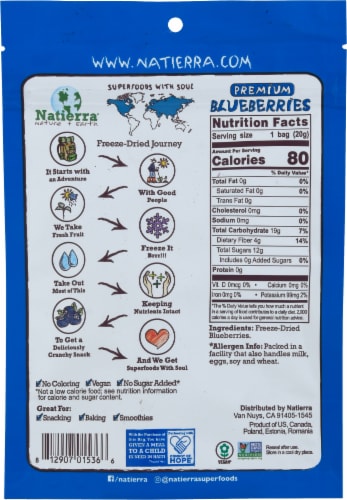 Natierra® Premium Freeze-Dried Blueberries Perspective: back