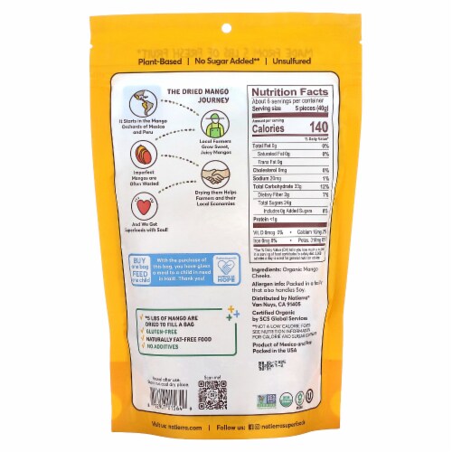 Natierra Organic Dried Mango Cheeks 8oz Perspective: back