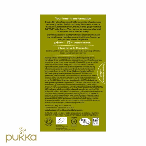 Pukka Three Ginger Tea Organic Herbal Tea Perspective: back