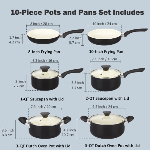 Cook N Home Pots and Pans Set Nonstick, 10 Piece Ceramic Kitchen